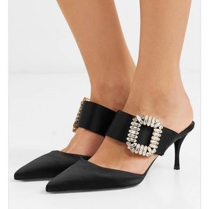 Roger Vivier Crystal Embellished Satin Mules